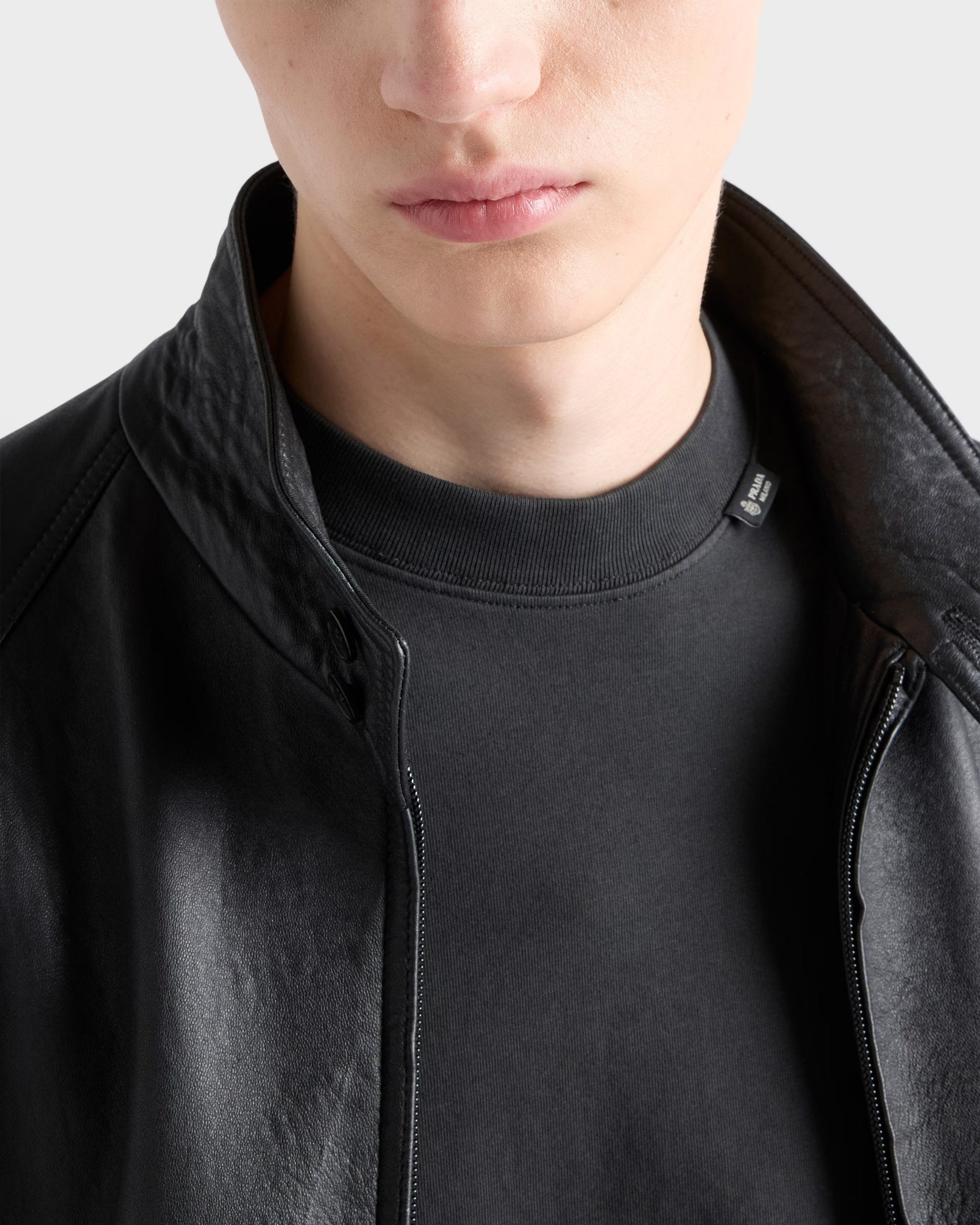 Logo Label Asphalt Gray Cotton T-shirt