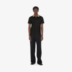 Check Collar Black Cotton Poloshirt