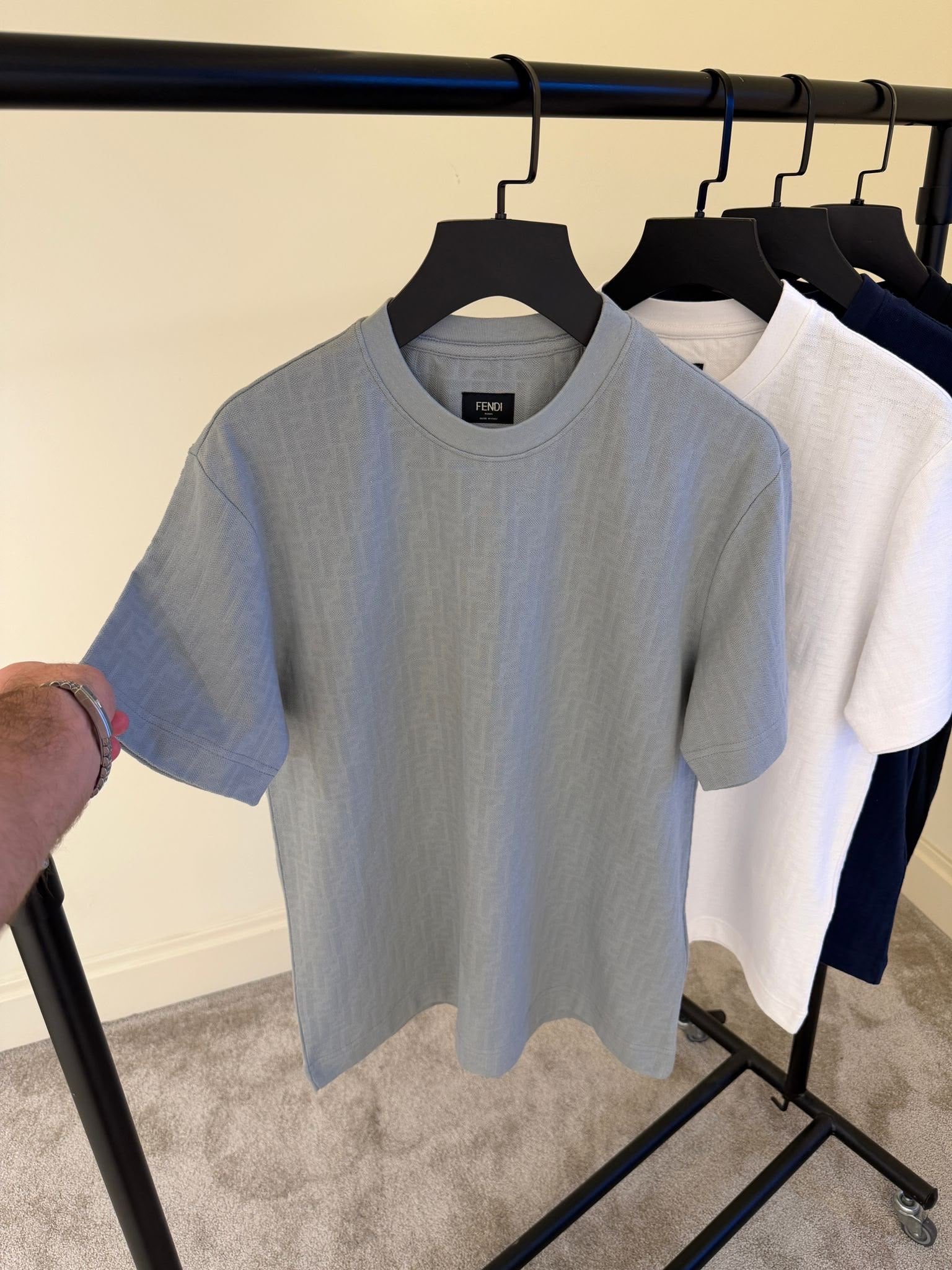 Navy Blue T-shirt with Ff Jacquard