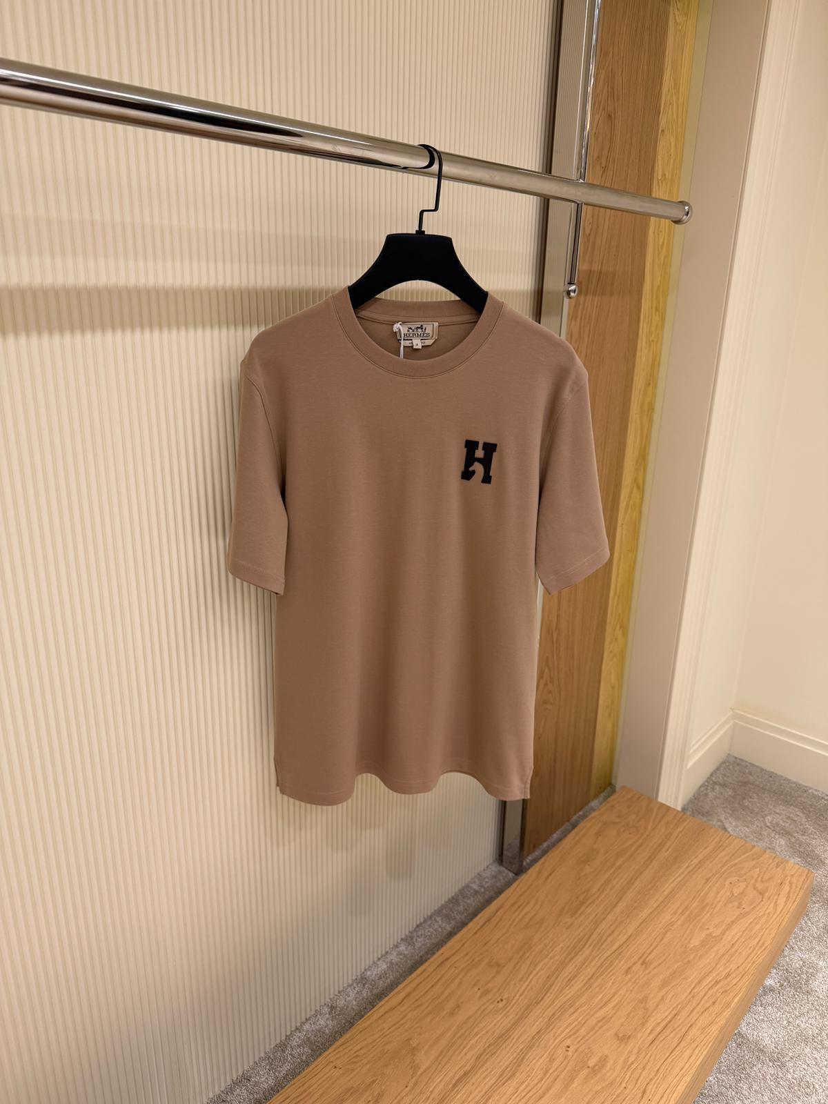 Brown Cotton T-shirt with Patch