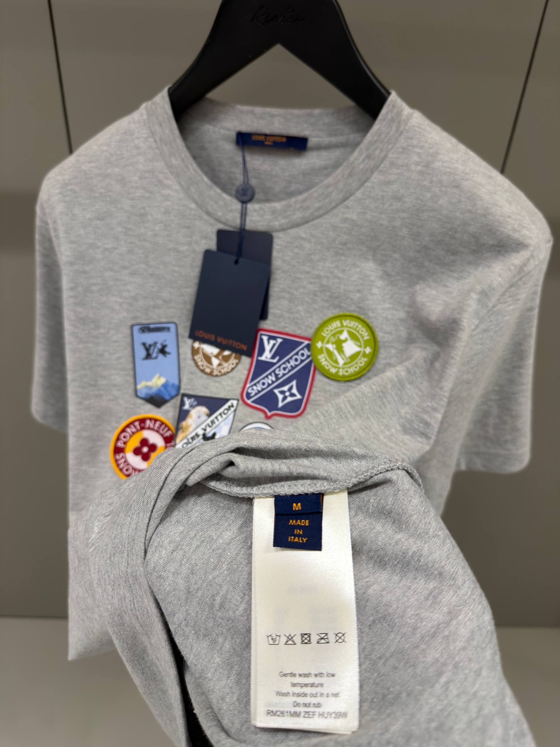 Signature Patches Grey Cotton T-shirt