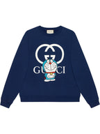 GUC x Doraemon logo print blue Sweatshirt - Styledistrict