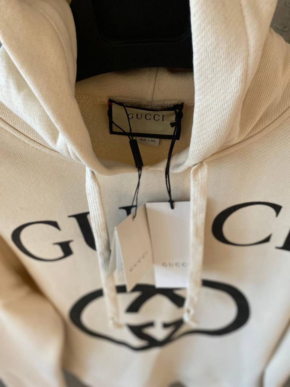 Interlocking G Logo White Oversized Hoodie