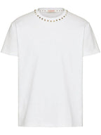 Untitled Stud-embellished White Cotton T-shirt