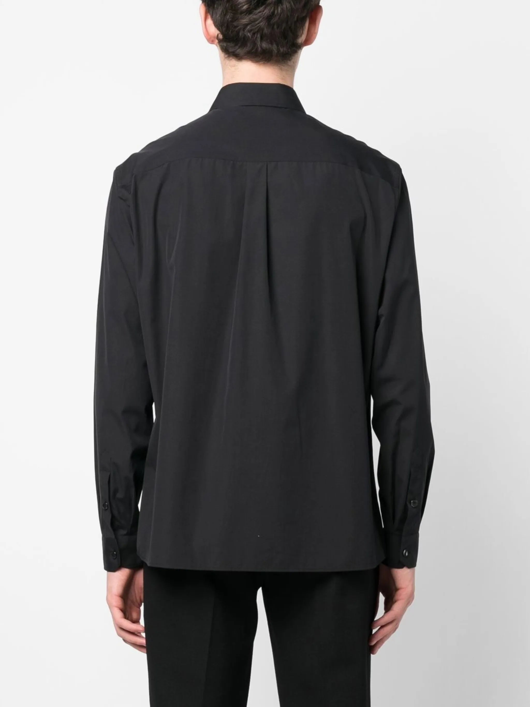Logo-Plaque Black Cotton-Poplin Shirt