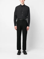 Logo-Plaque Black Cotton-Poplin Shirt