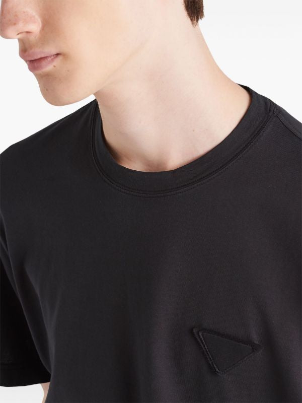 Black Cotton Logo Patch T-shirt