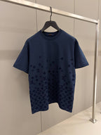 Flock Print Monogram Gradient Navy Blue T-shirt