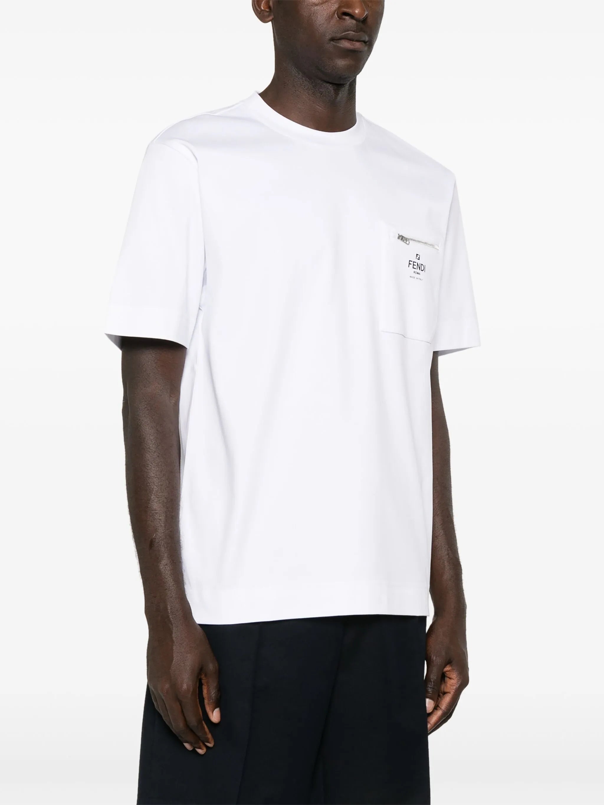 White Cotton T-shirt with Pocket