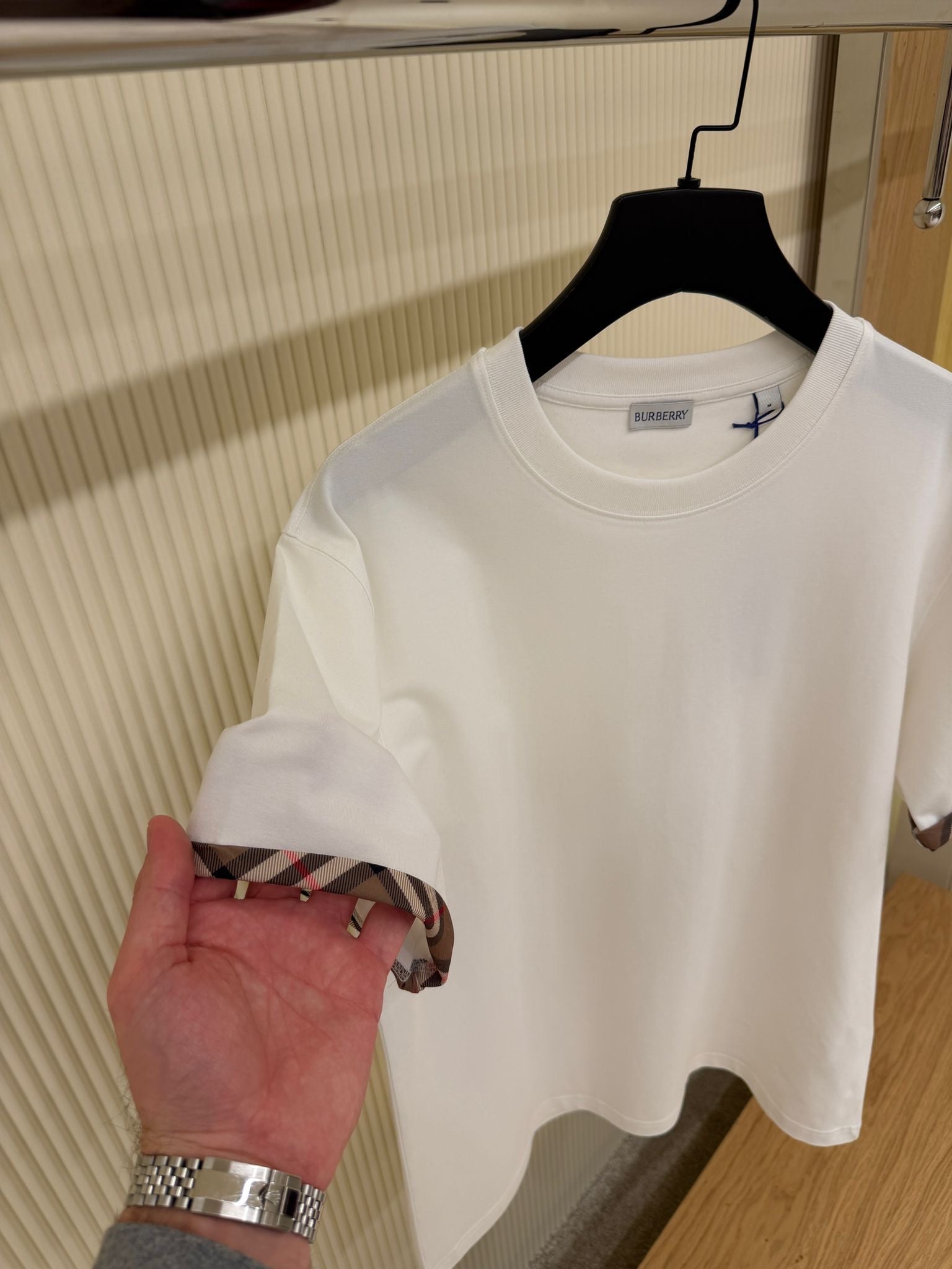 Elisson Check Sleeve White T-shirt