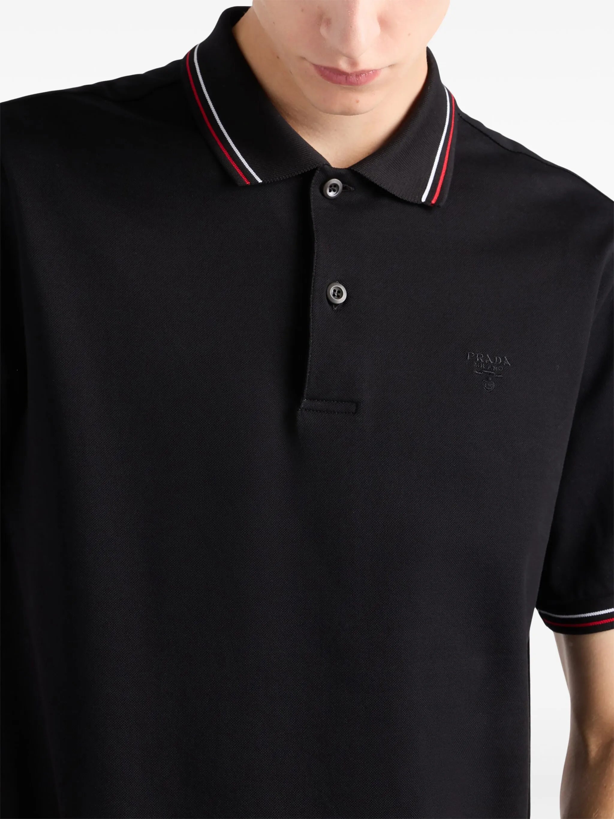 Short-Sleeve Black Pique Polo Shirt