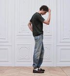 Grey T-shirt with Pocket and Leather Patch