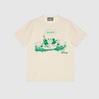 GUC x Disney White Green Print T-shirt - Styledistrict