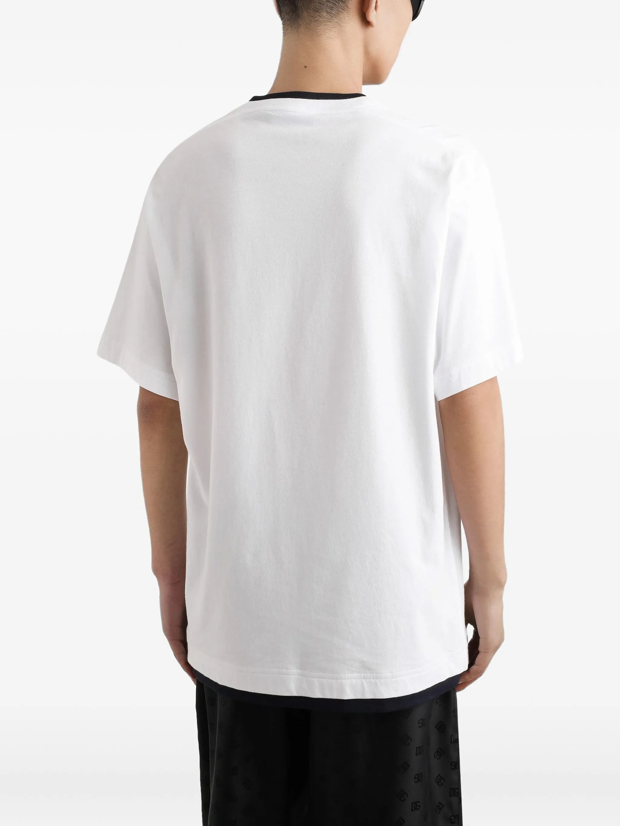 Logo-embroidered White Cotton T-shirt