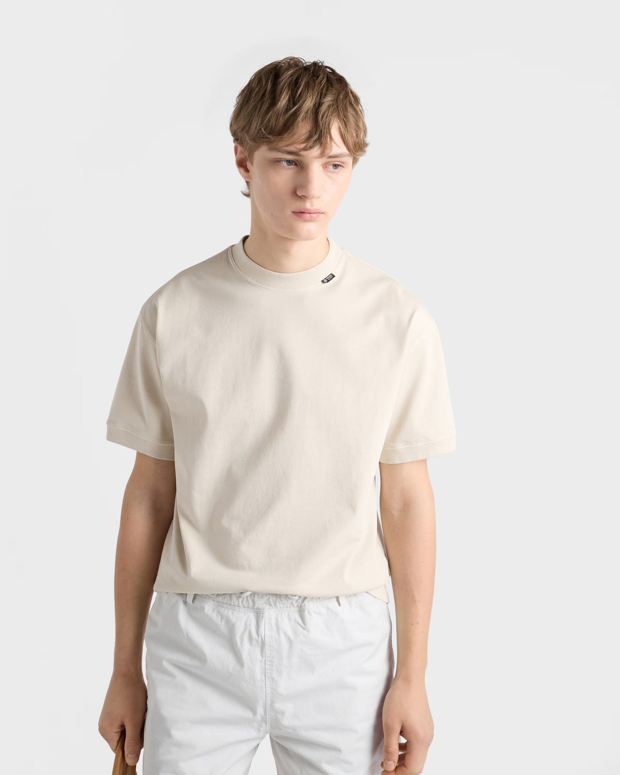 Logo Label Chalk White Cotton T-shirt