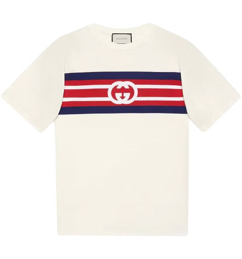 Interlocking G stripe White Oversize T-shirt
