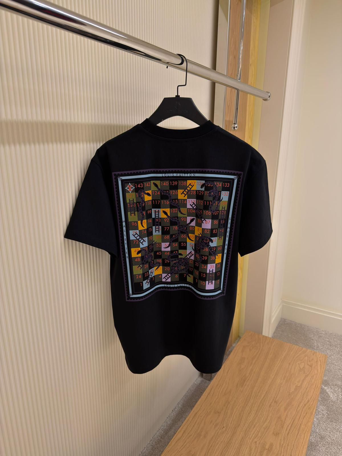 Black Cotton Printed Signature Motif T-shirt