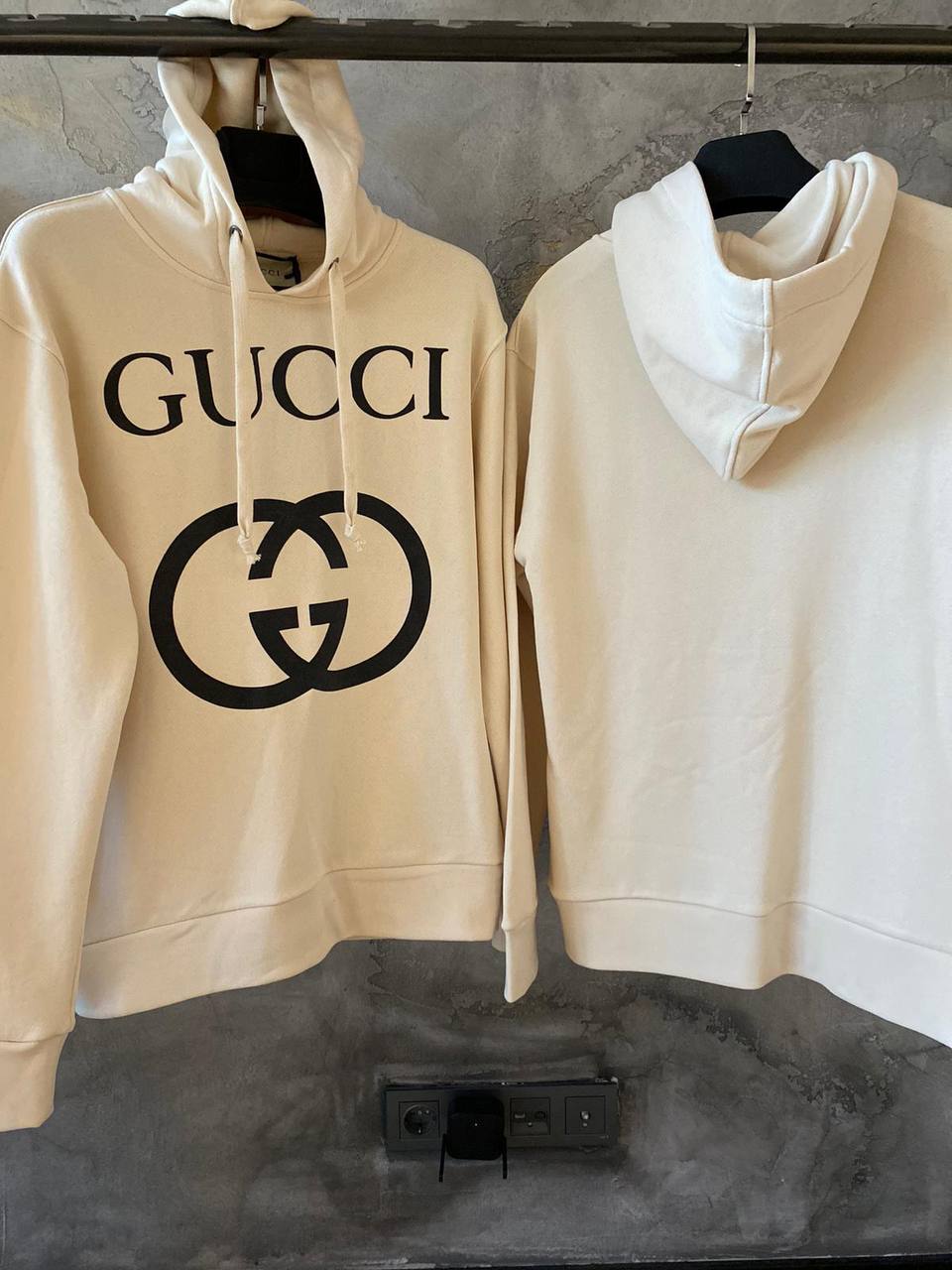Interlocking G Logo White Oversized Hoodie