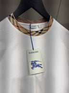 Check Trim White Cotton T-shirt