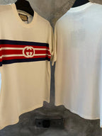 Interlocking G stripe White Oversize T-shirt