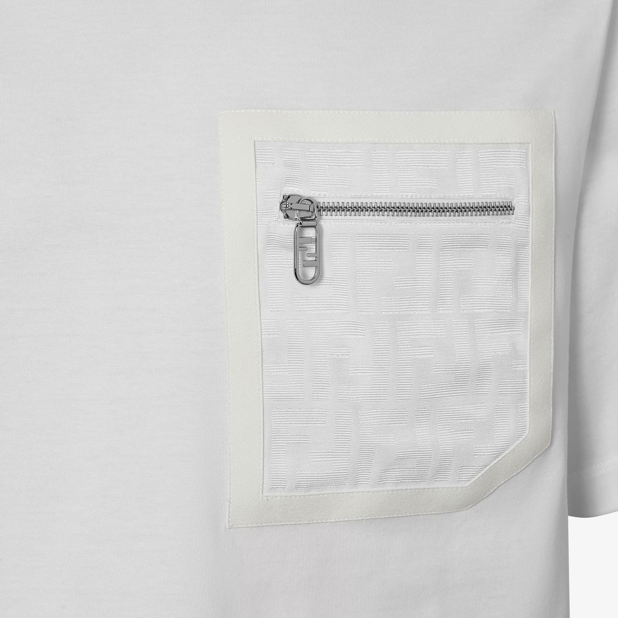 White Jersey Zip-Pocket T-shirt