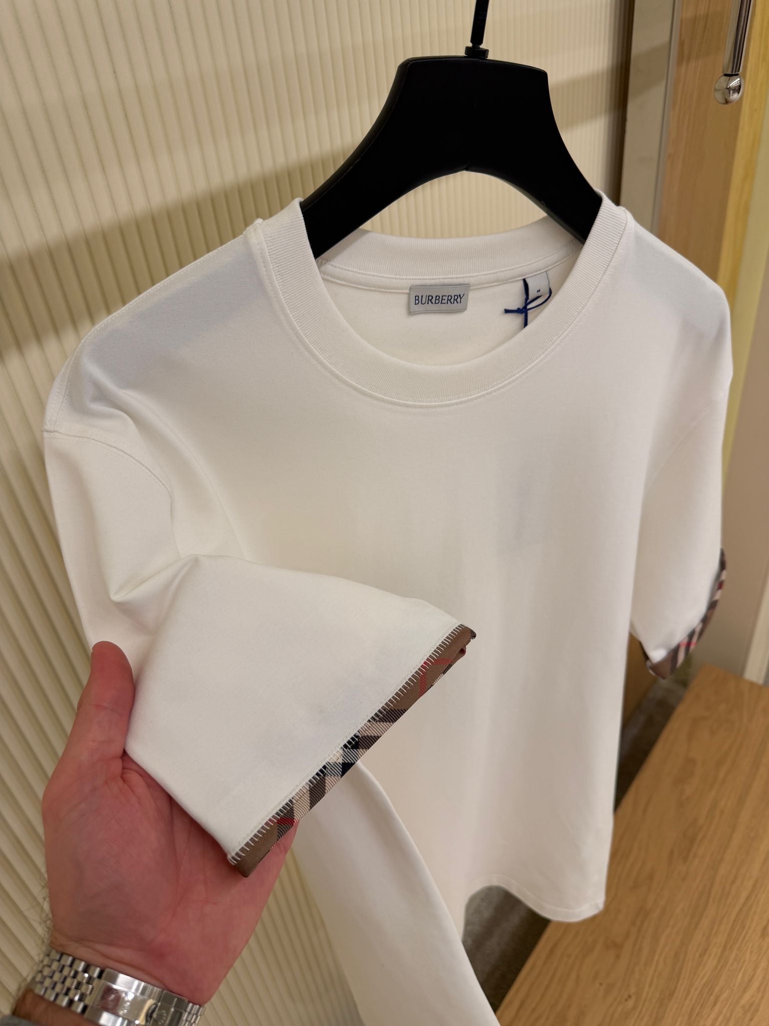 Elisson Check Sleeve White T-shirt