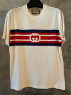 Interlocking G stripe White Oversize T-shirt