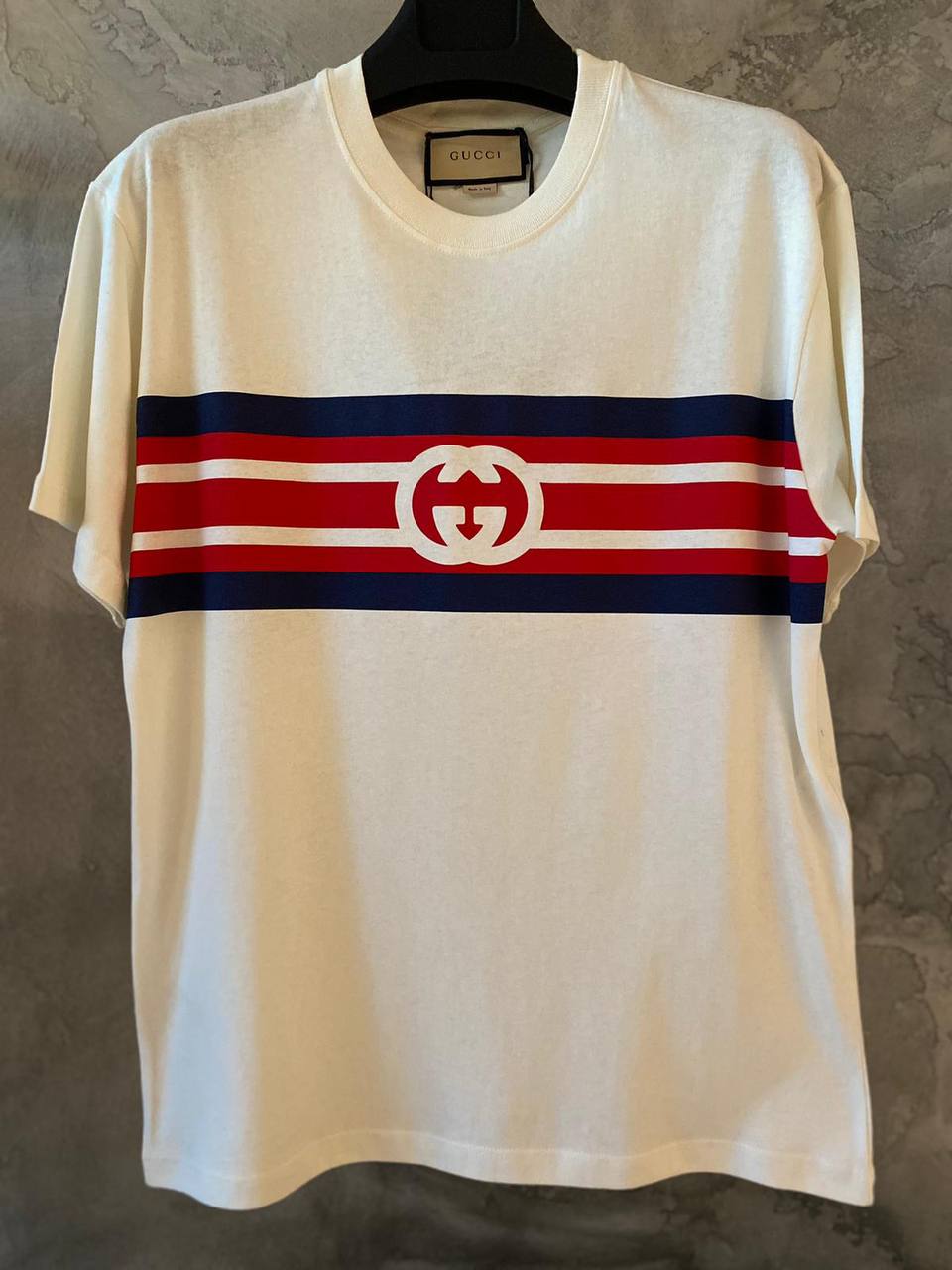 Interlocking G stripe White Oversize T-shirt