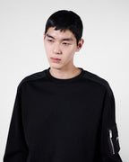 Black Cotton Sweatshirt with Pockets