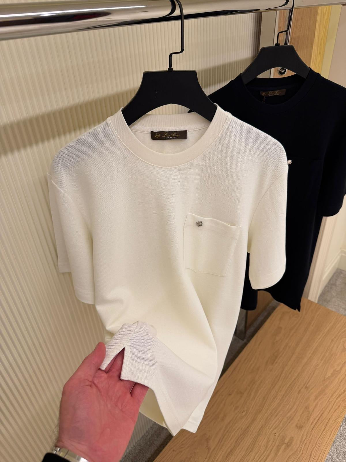 White Cotton T-shirt with Pocket