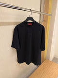 Black Cotton Oversize T-shirt with GG Embroidery