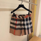 Checked Drawstrings Swim Shorts