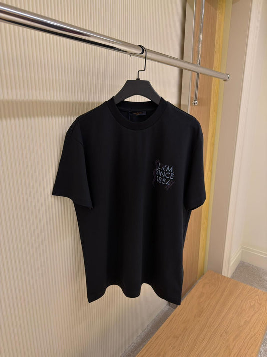 Black Cotton Printed Signature Motif T-shirt