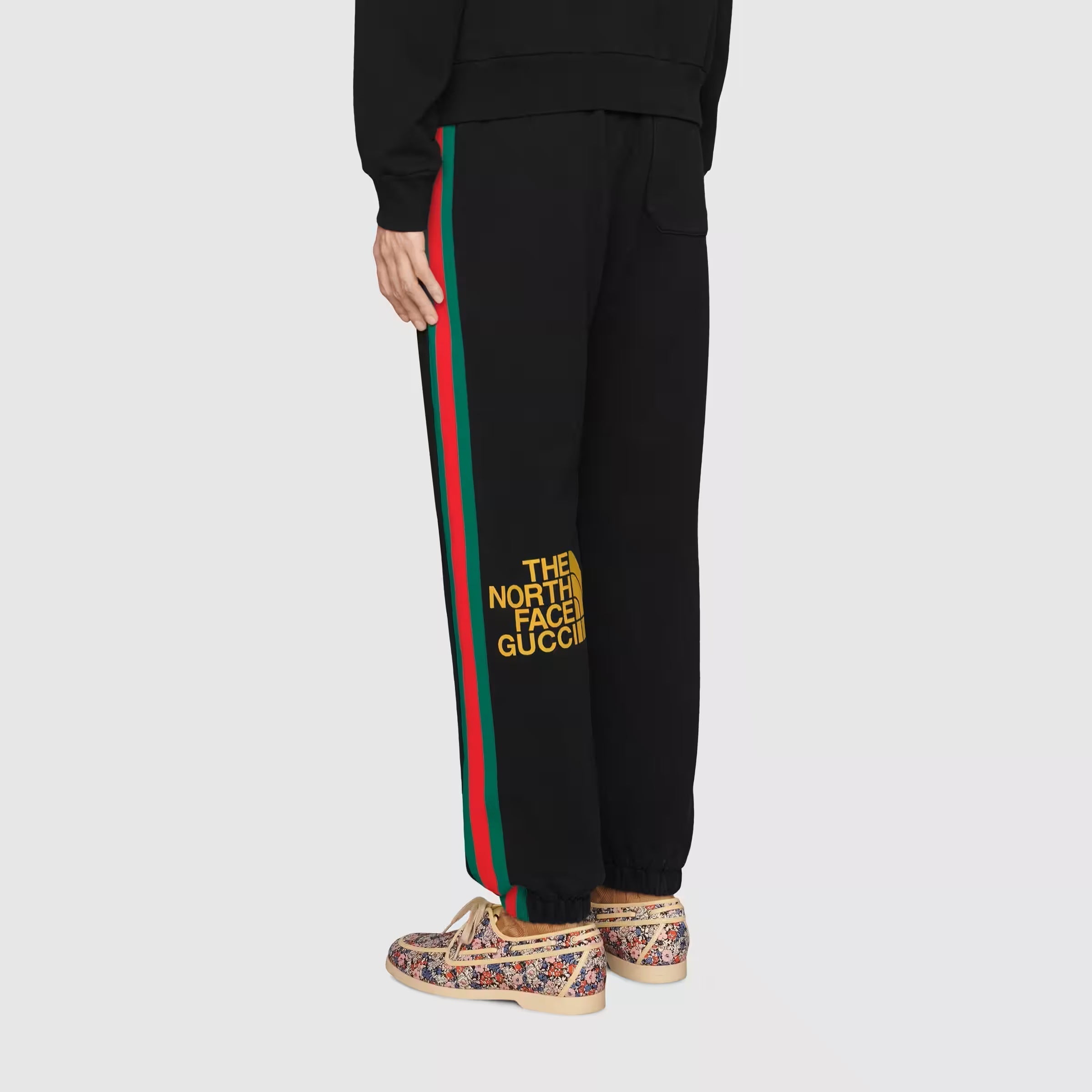 GUC The North Face x Gucci Web print cotton jogging bottoms - Styledistrict