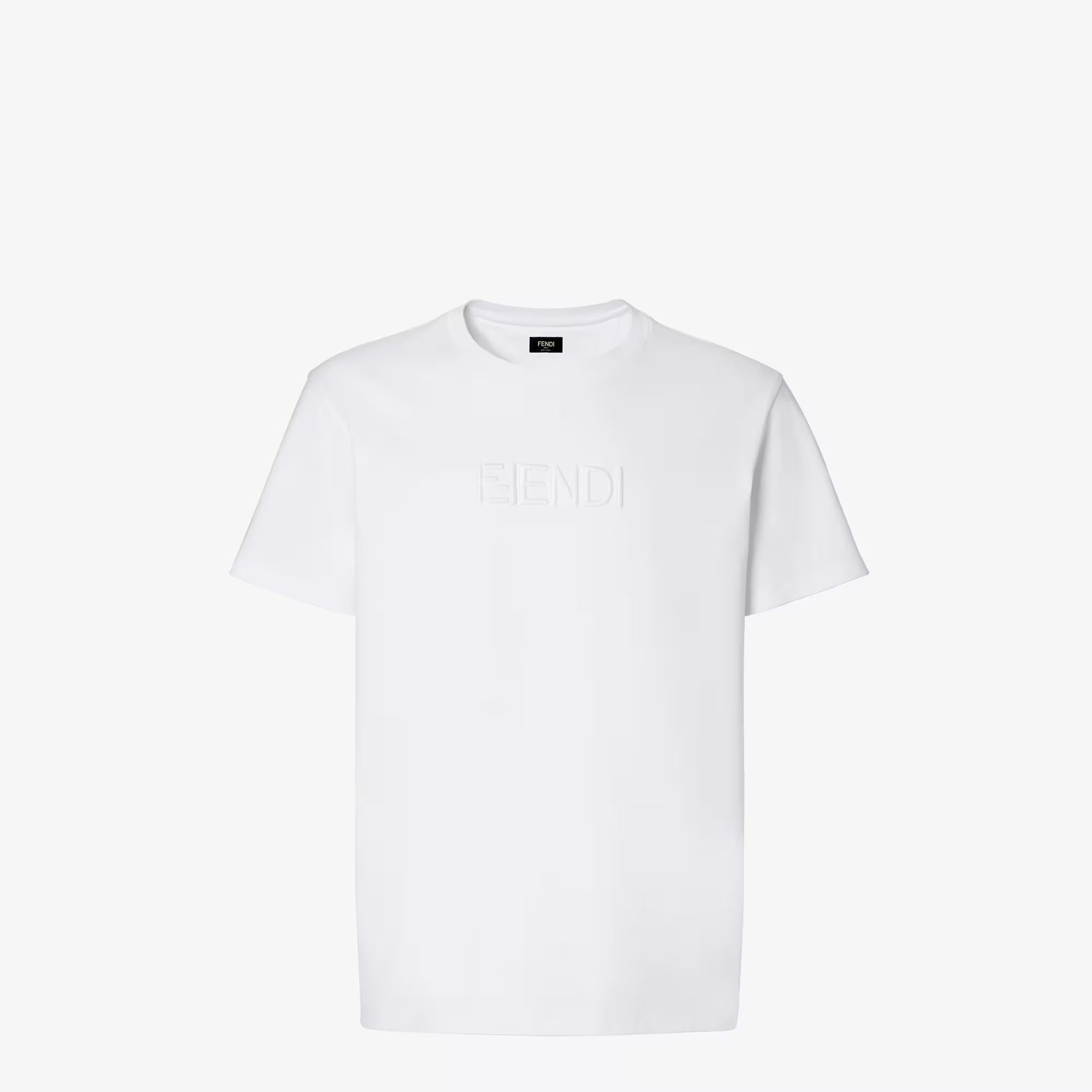 White T-shirt with Logo Embroidery