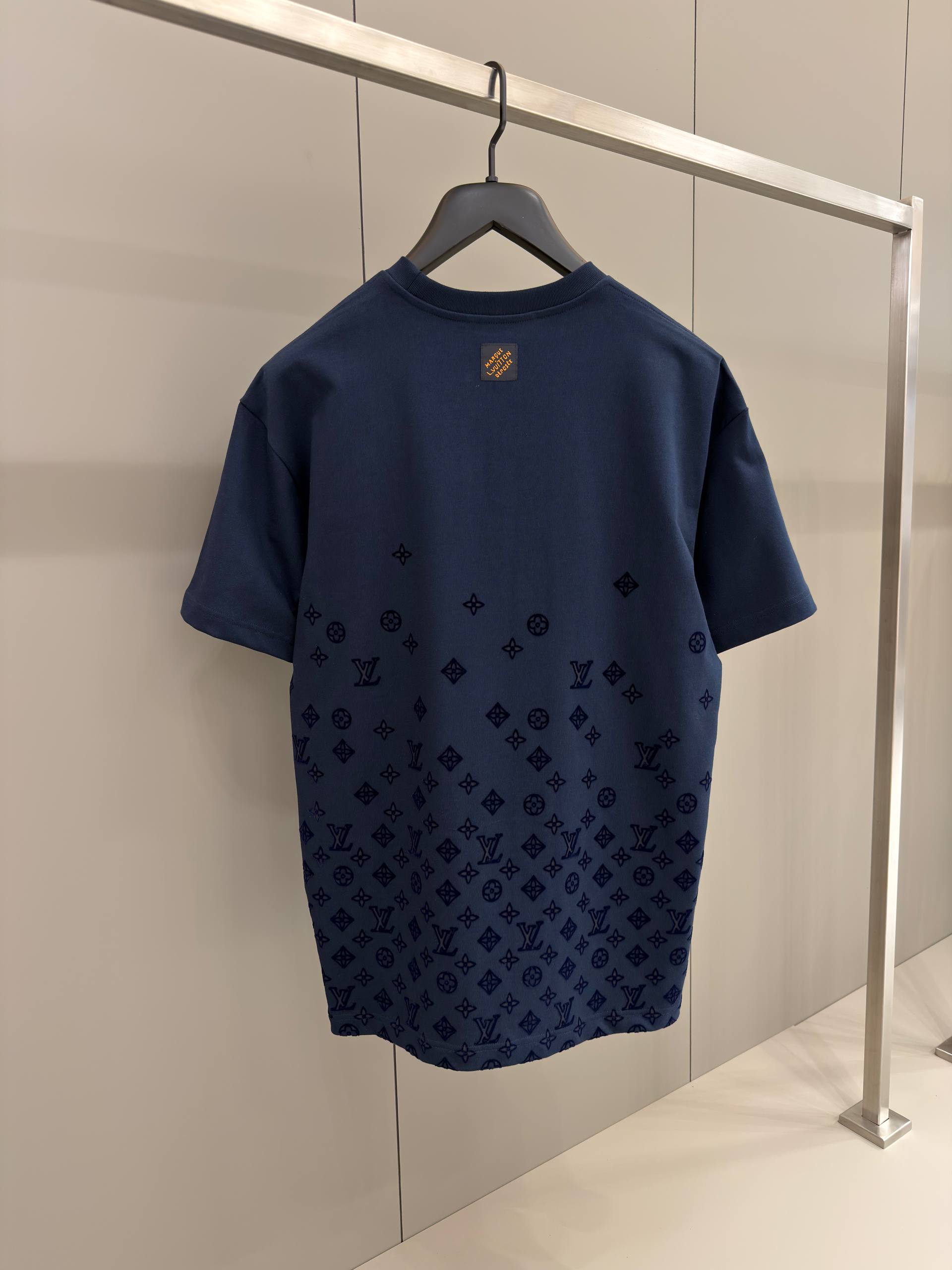 Flock Print Monogram Gradient Navy Blue T-shirt