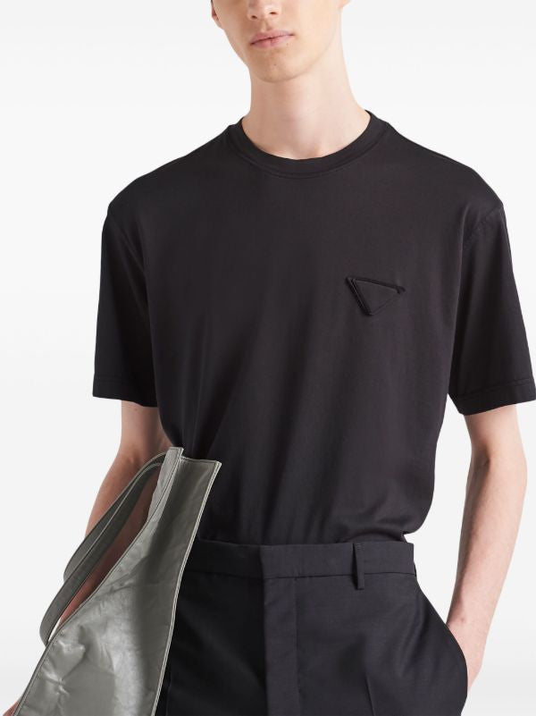 Black Cotton Logo Patch T-shirt