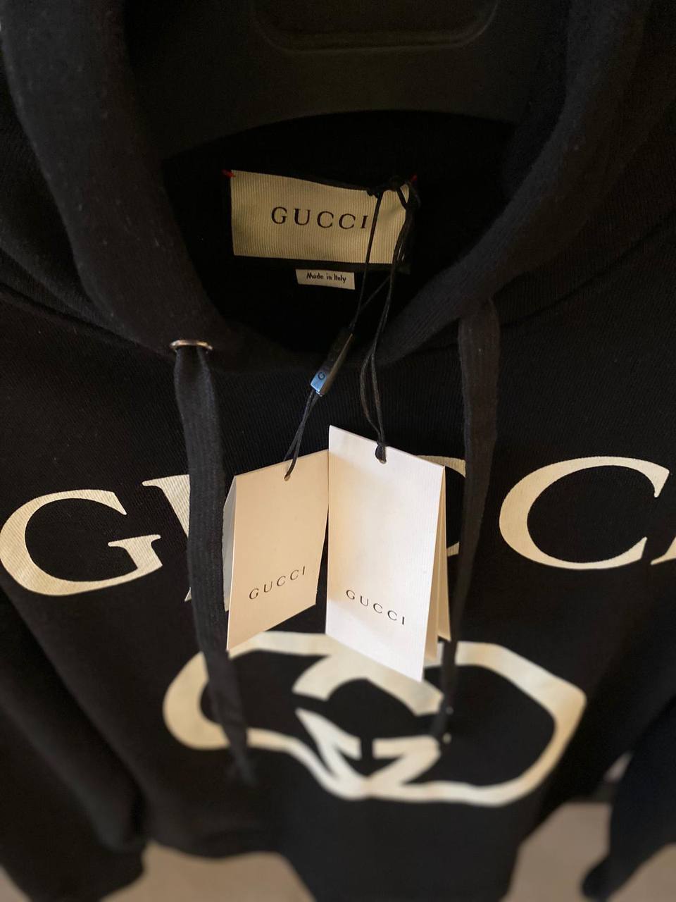 Interlocking G Logo Black Oversized Hoodie