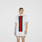 White Cotton Poloshirt with Web