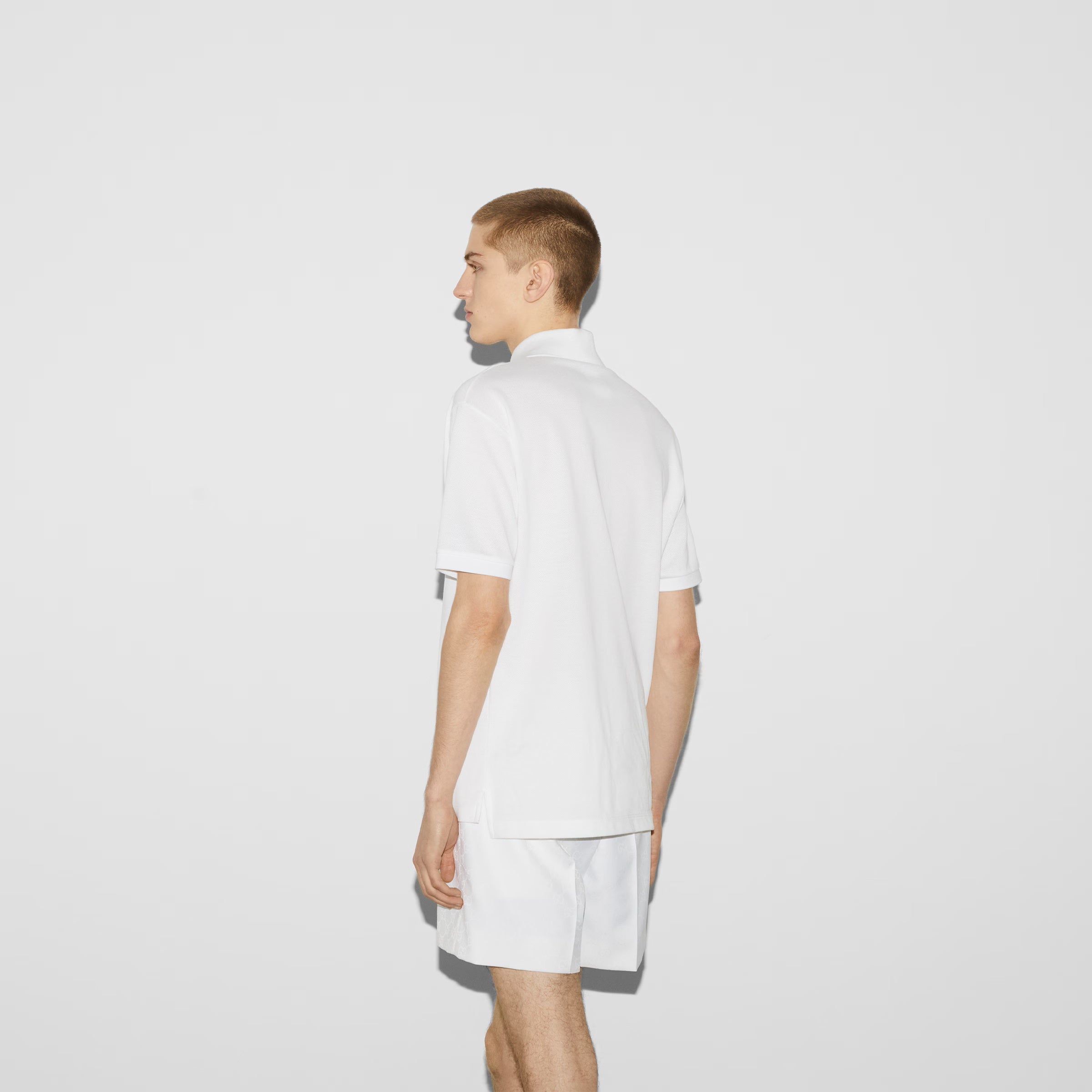 White Cotton Poloshirt with Web