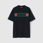 Printed Cotton Jersey Navy T-shirt