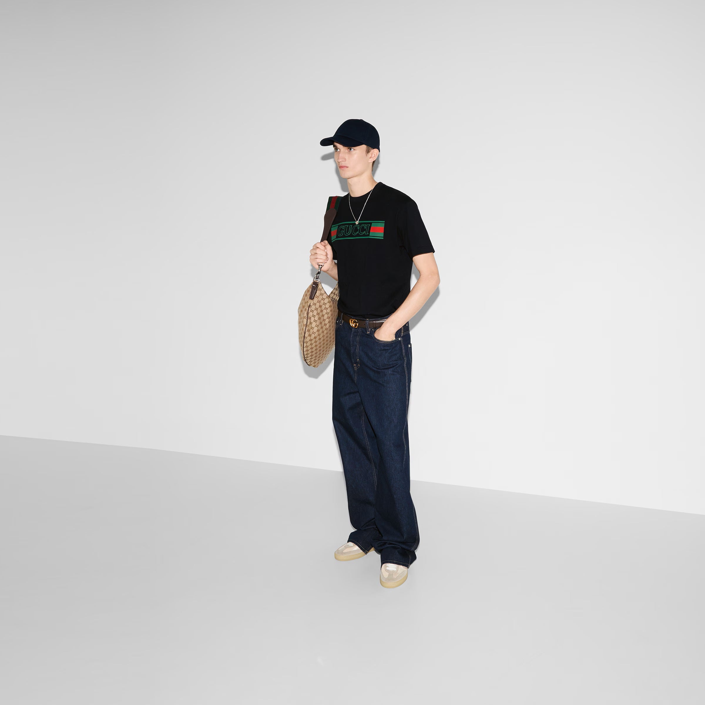 Printed Cotton Jersey Navy T-shirt