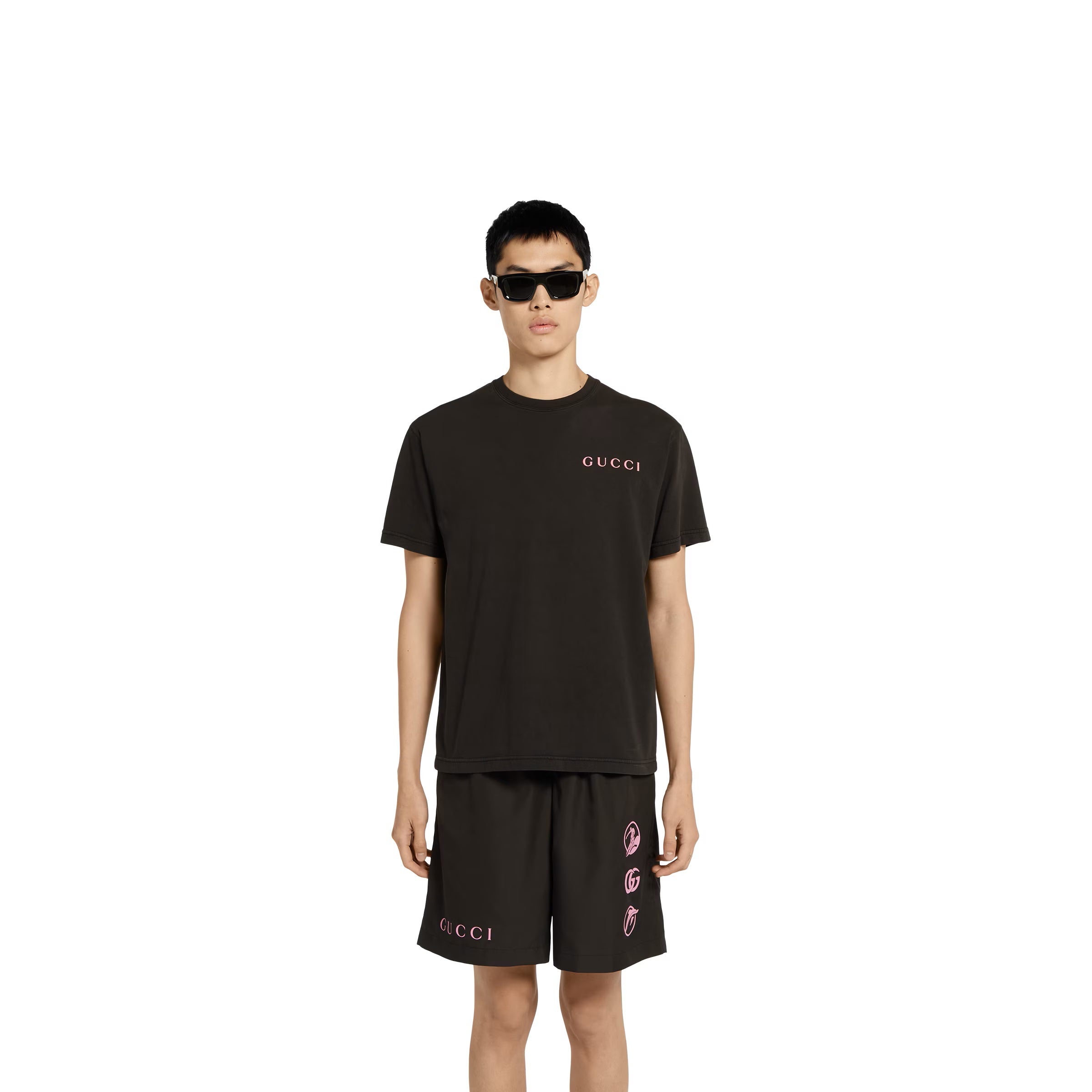 Printed Cotton Jersey Black T-shirt