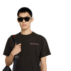 Printed Cotton Jersey Black T-shirt