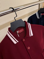 Wine Red Logo-Embroidered Piqué Polo