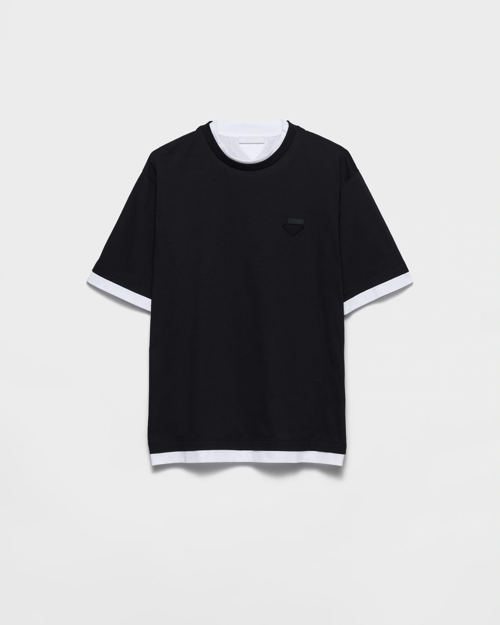 Black And White Layered T-shirt with Triangle Logo