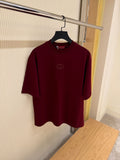 Burgundy Cotton Oversize T-shirt with GG Embroidery