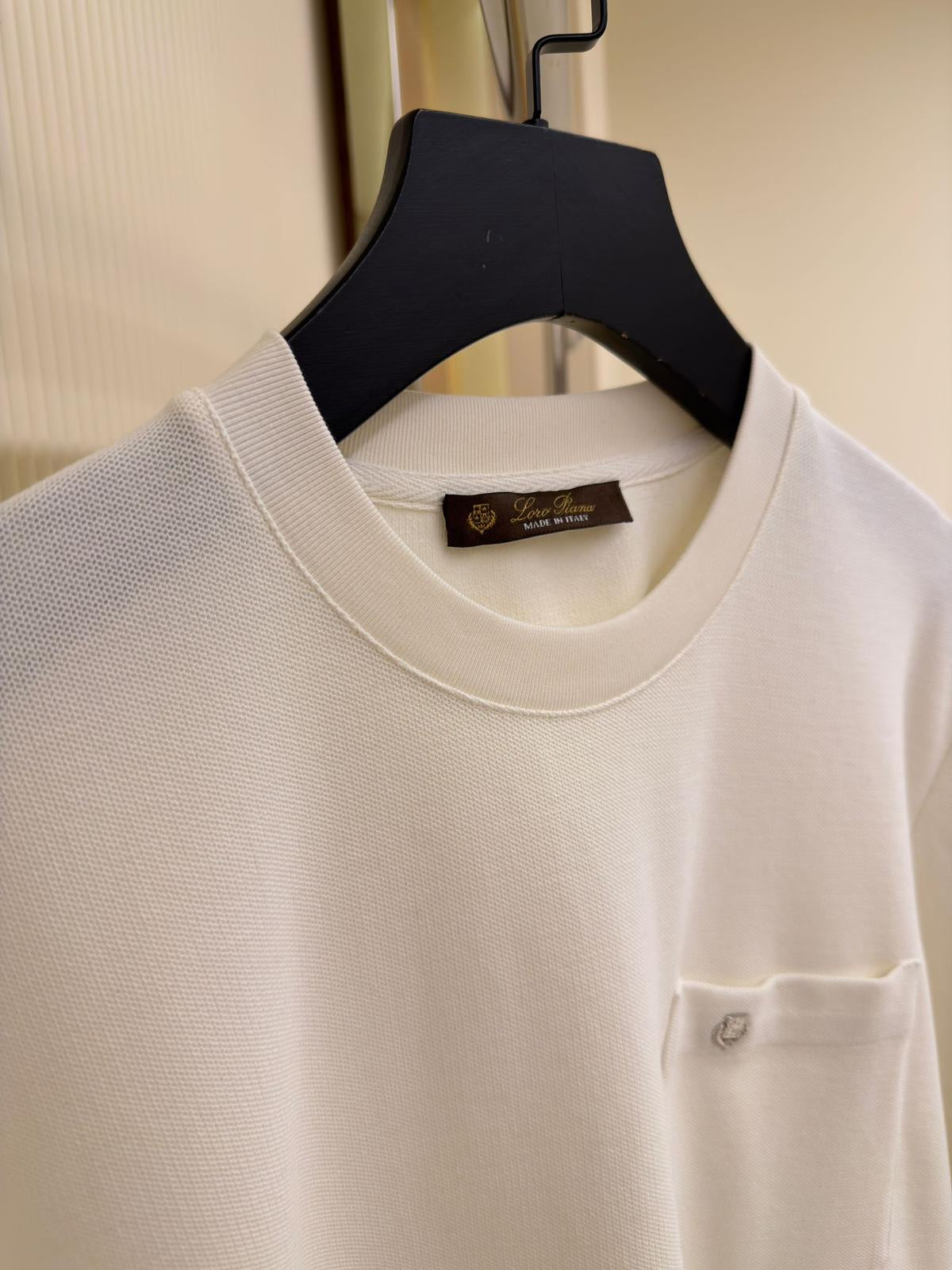 White Cotton T-shirt with Pocket