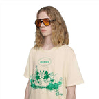 GUC x Disney White Green Print T-shirt - Styledistrict