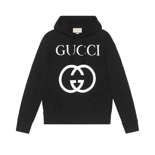 Interlocking G Logo Black Oversized Hoodie